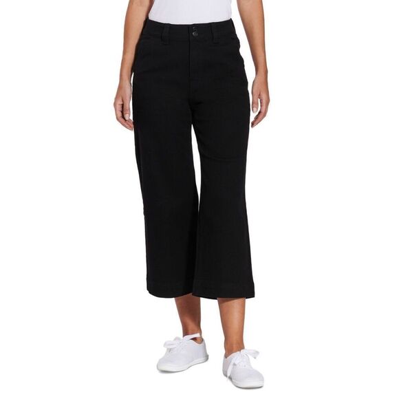 Dollhouse Juniors' Super-High-Rise Cropped Wide-Leg Trouser Jeans - Black Size 3 - Picture 1 of 3